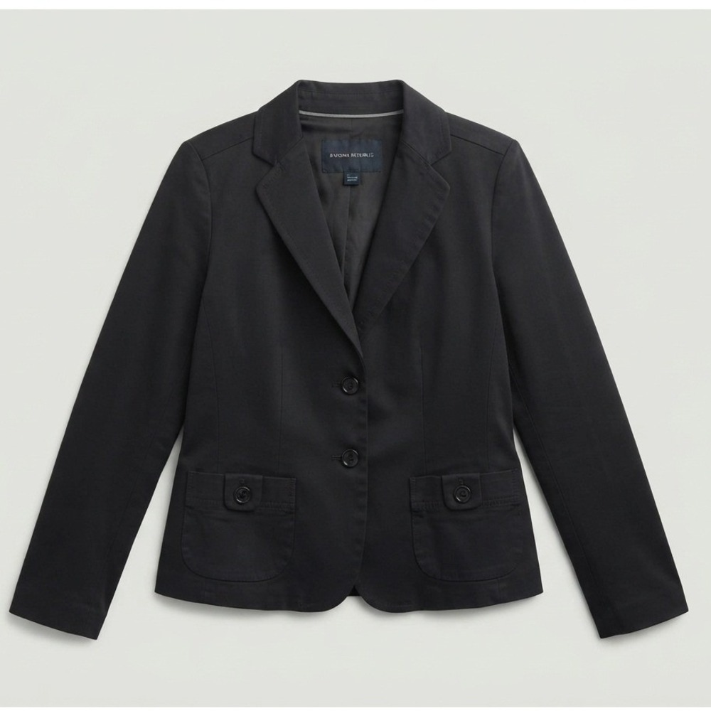 Banana Republic Blazer Women 10 Black Stretch Two-Button Career Professional